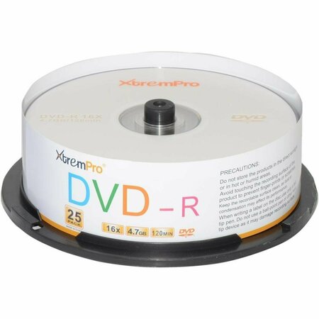XTREMPRO DVD-R 16X 4.7GB 120Min DVD Blank Discs in Spindle, 25PK XT131662